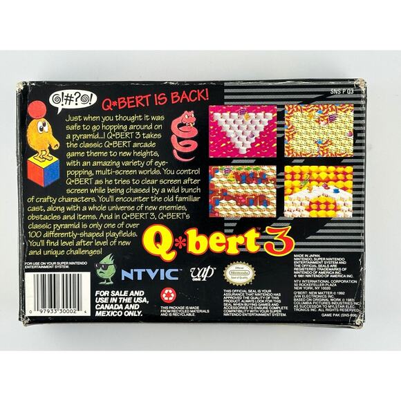 Qbert 3 SNES Super Nintendo Box Manual  Inserts CIB Tested - Picture 3 of 11
